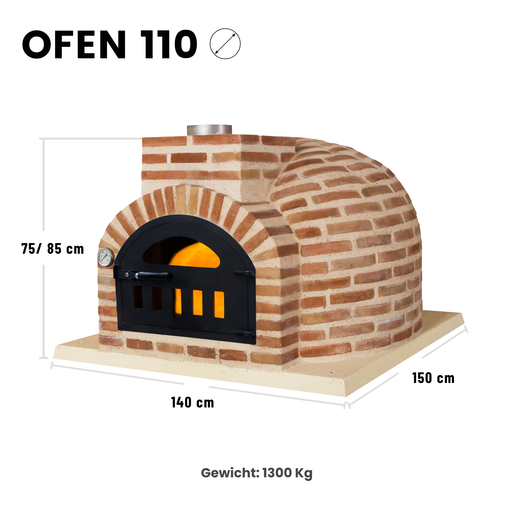 Holzbackofen aus Backstein für Pizza und Brot