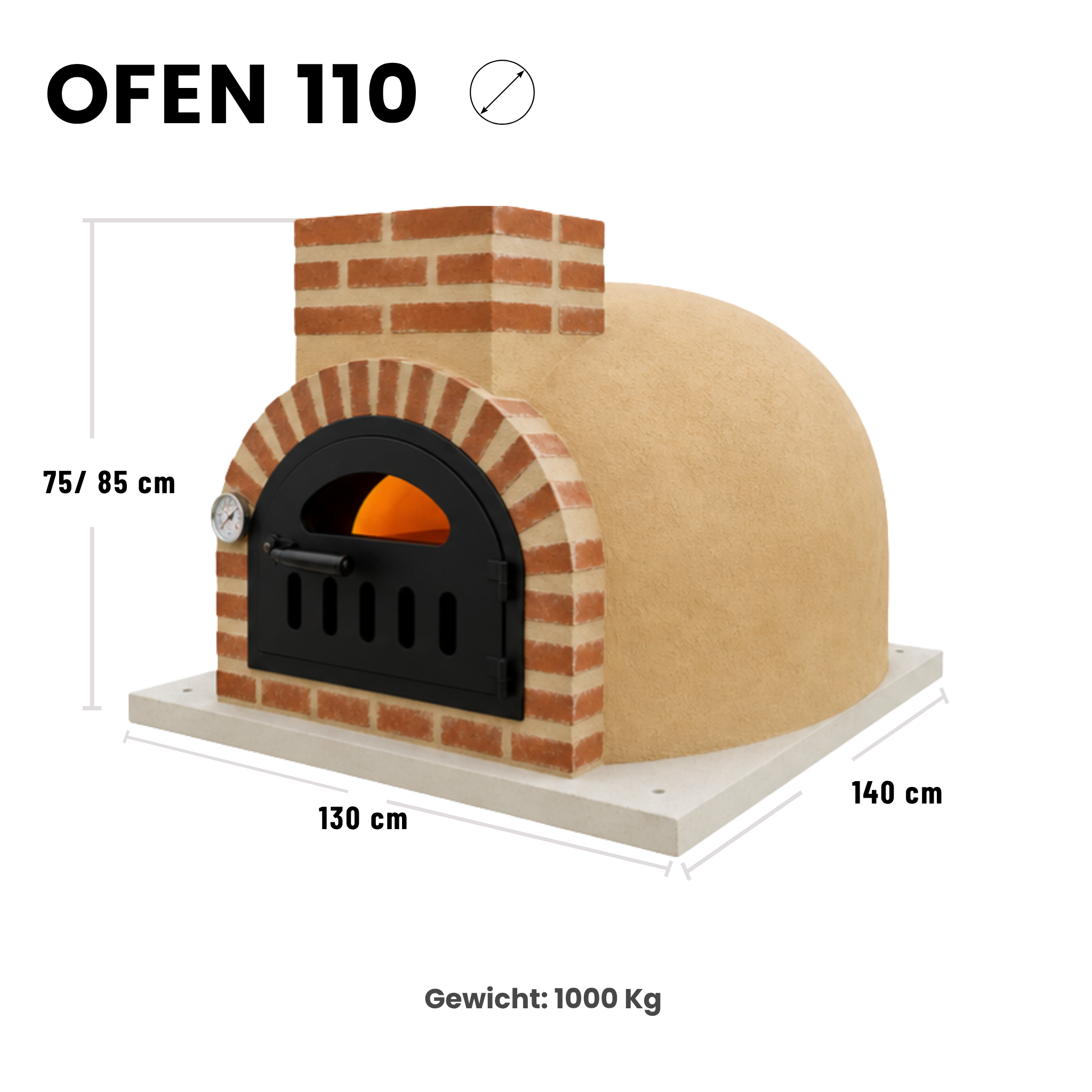 Holzbackofen mit Mineralputz für Pizza und Brot