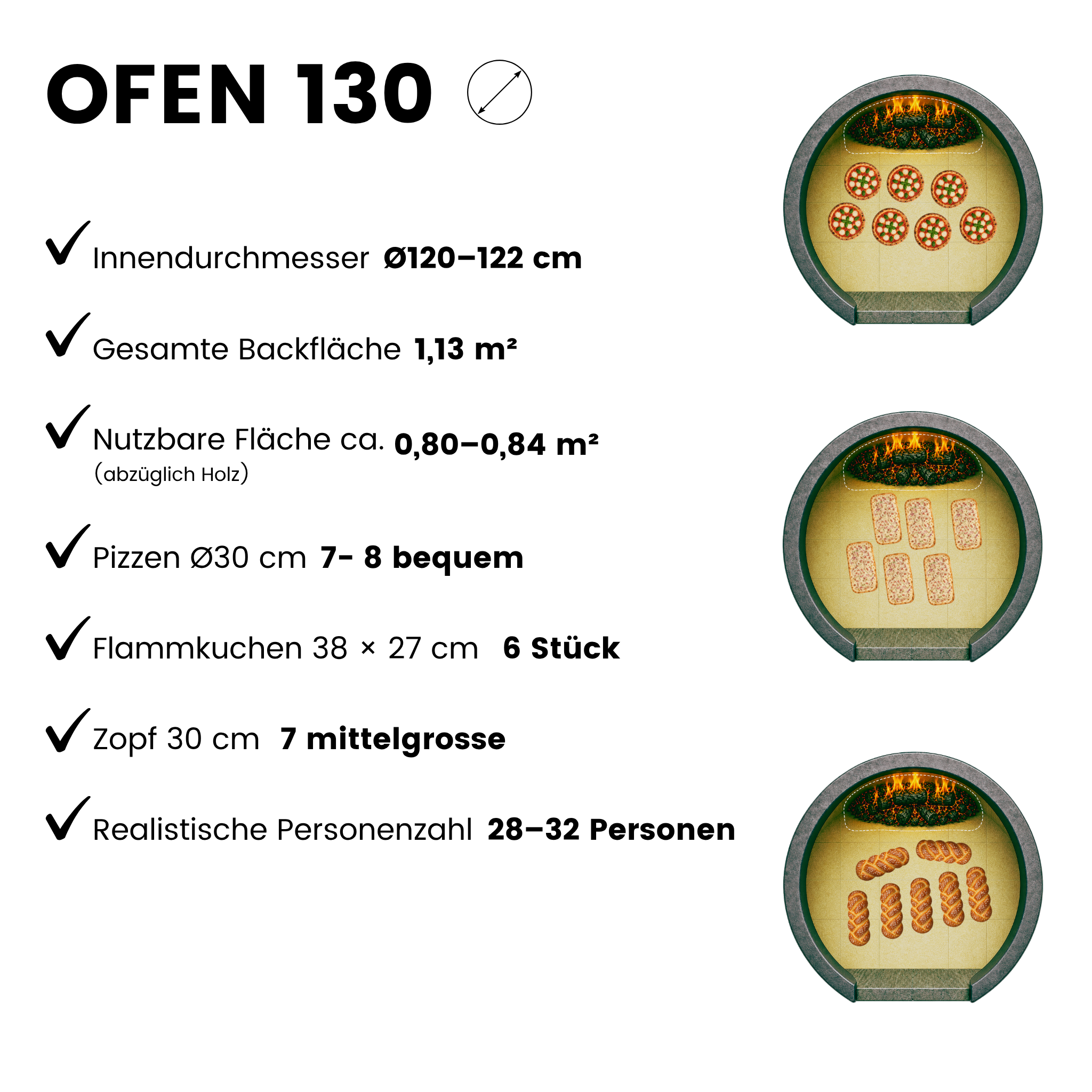 Holzbackofen aus Backstein für Pizza und Brot