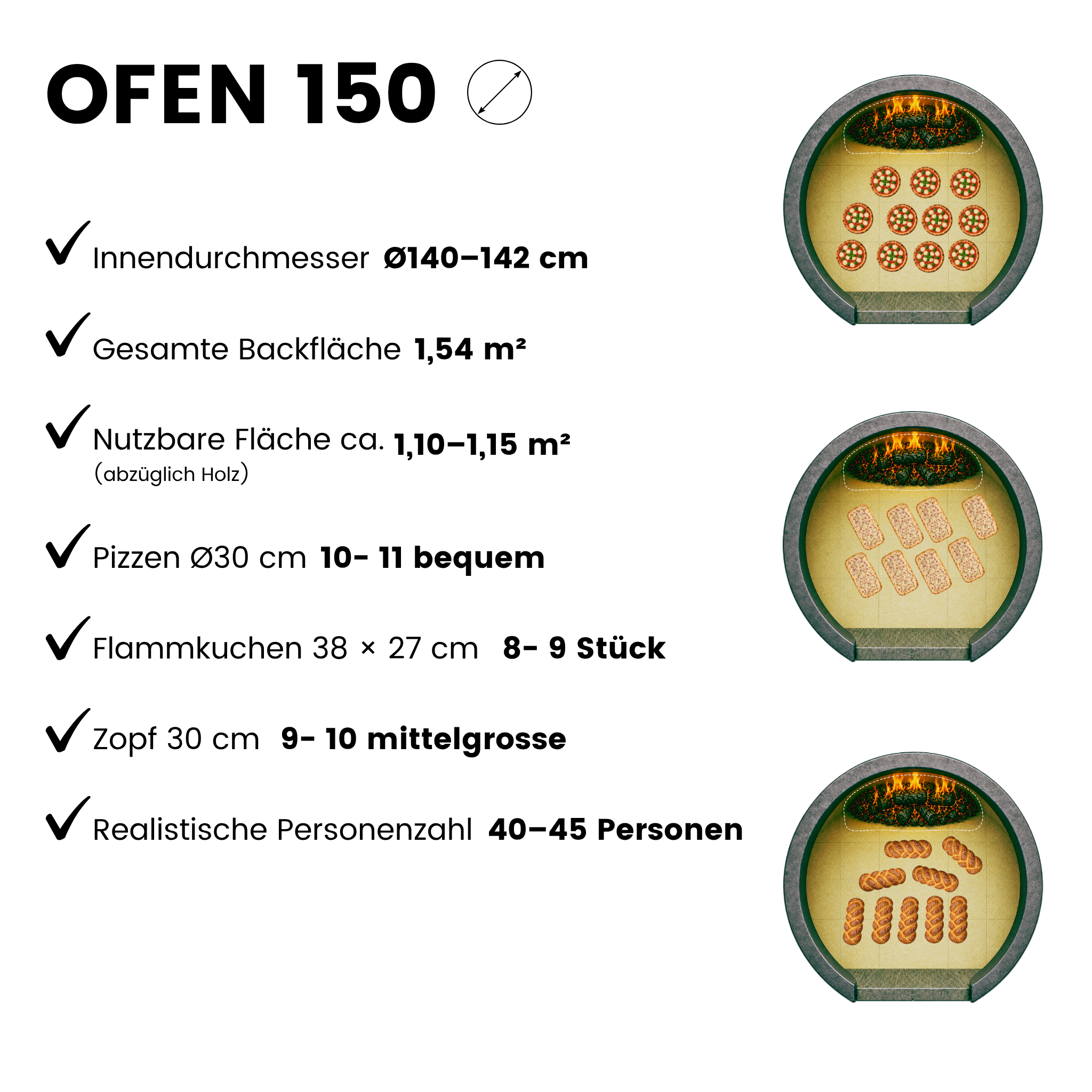 Holzbackofen aus Backstein für Pizza und Brot
