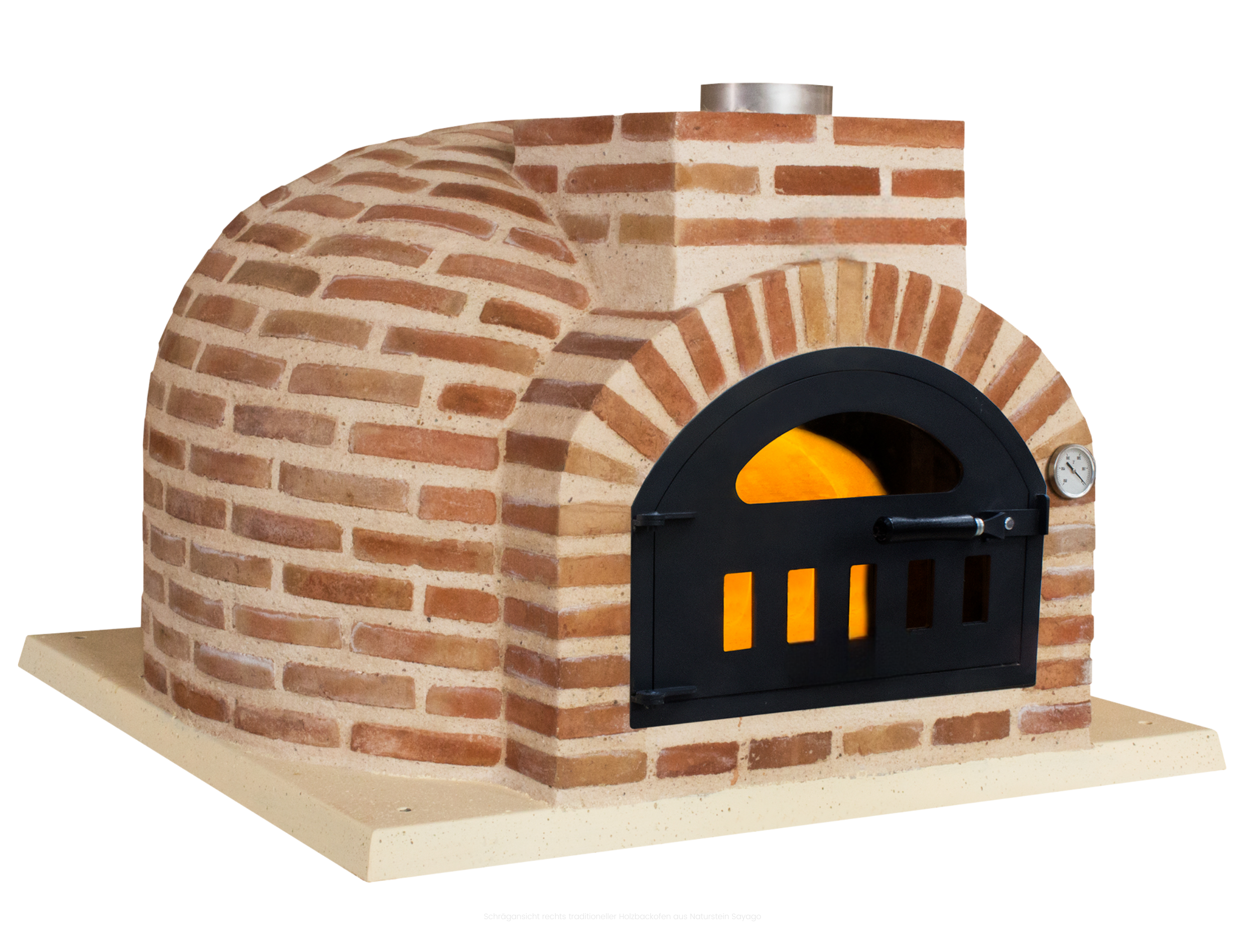 Holzbackofen aus Backstein Rot rechte Ansicht Holzbackofenhaus