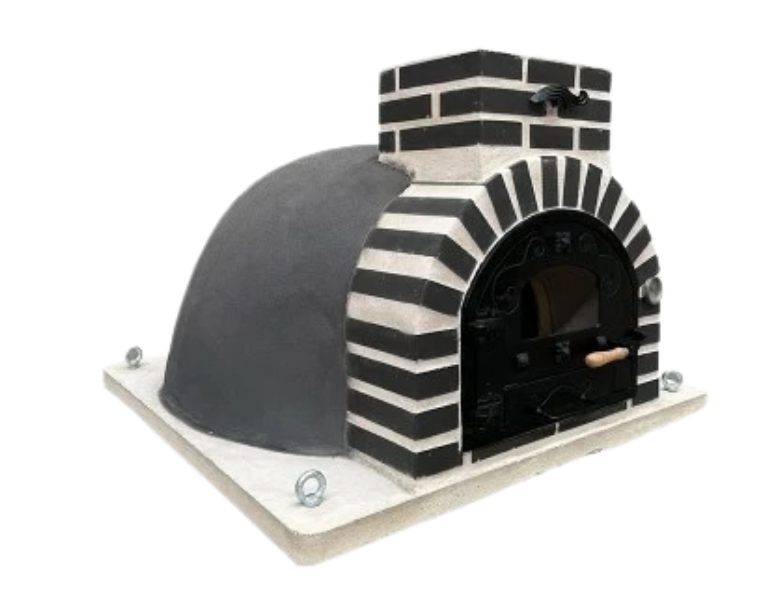 Holzbackofen mit Mineralputz Steingrau rechte Ansicht Holzbackofenhaus