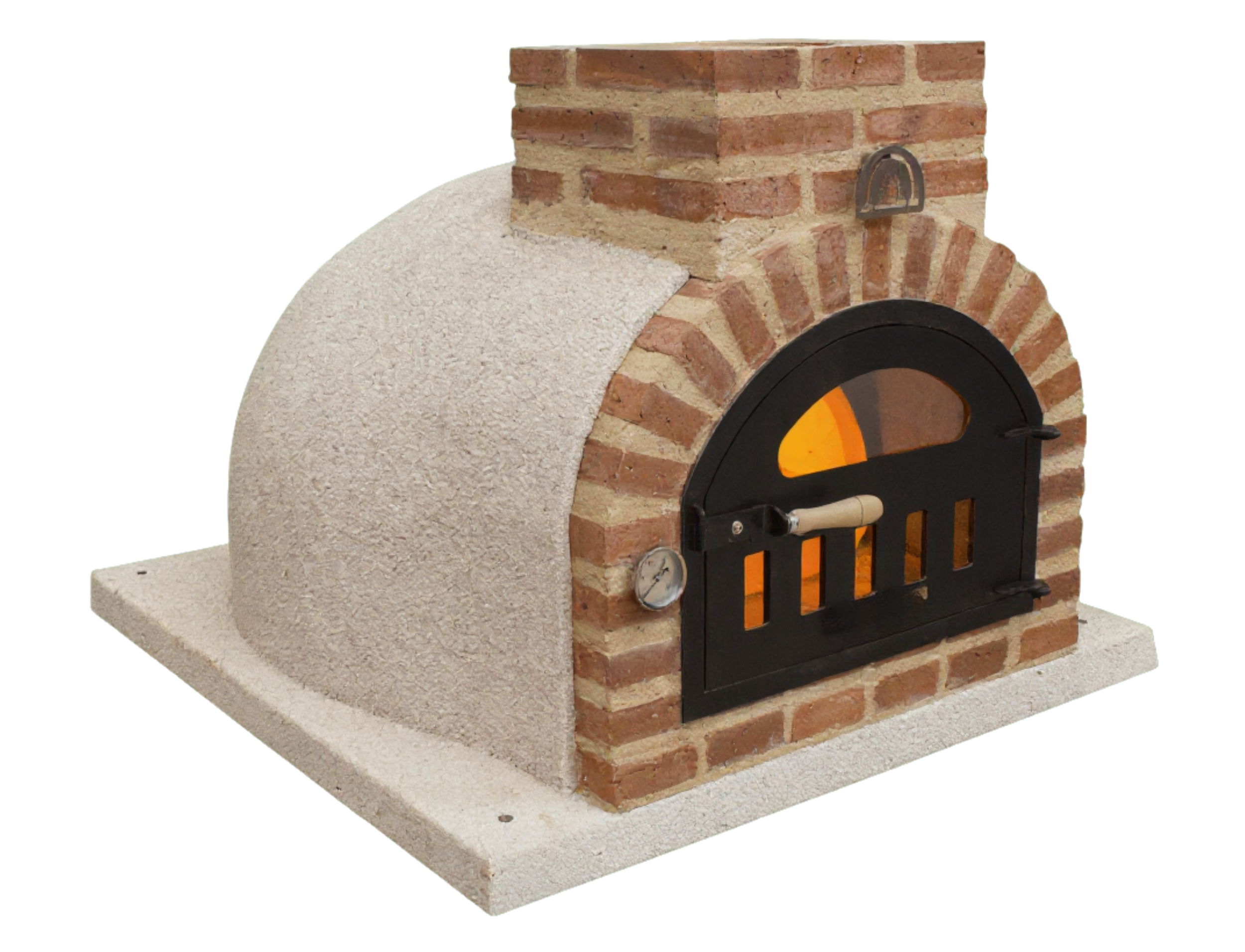 Holzbackofen mit Kork Sand rechte Ansicht Holzbackofenhaus