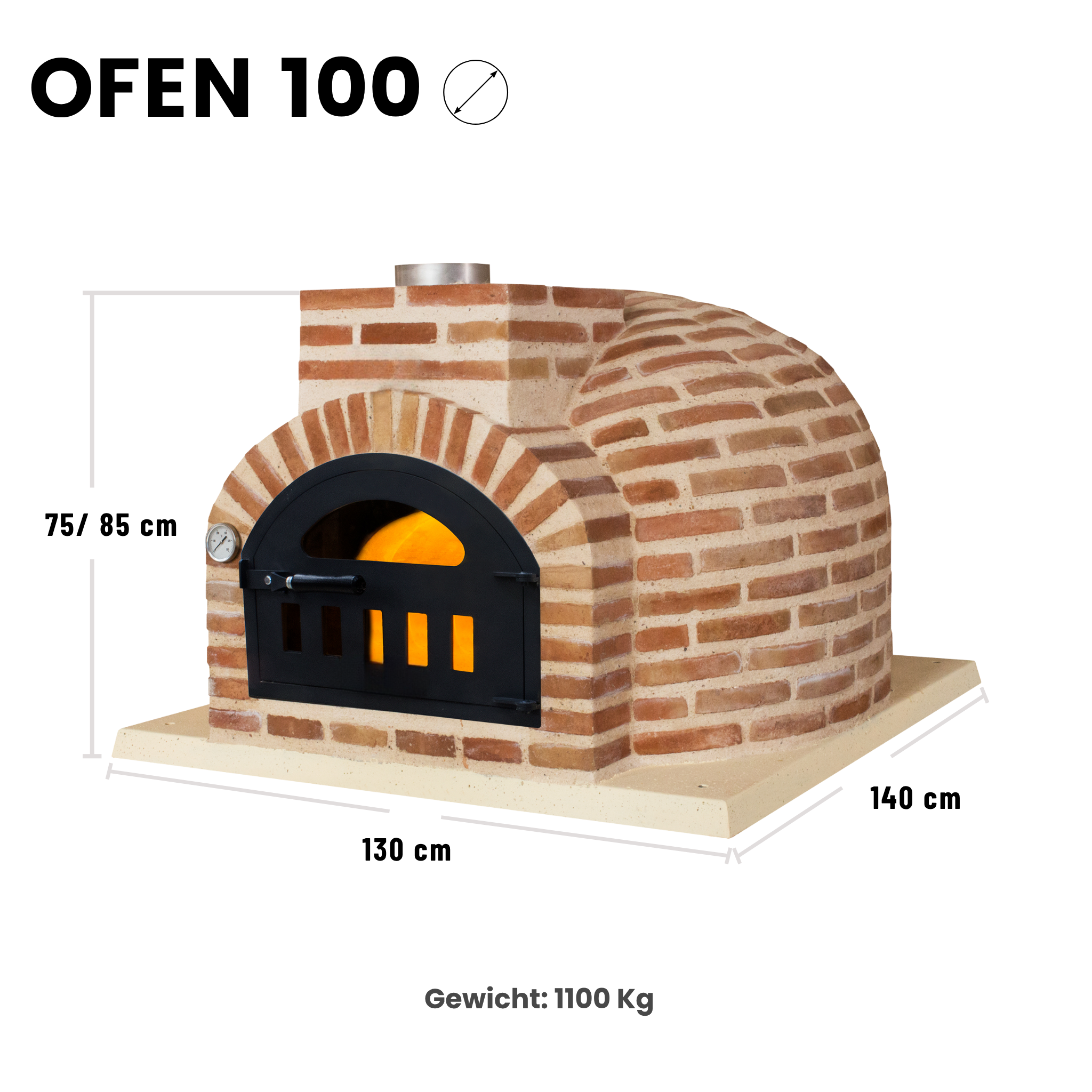Holzbackofen aus Backstein für Pizza und Brot