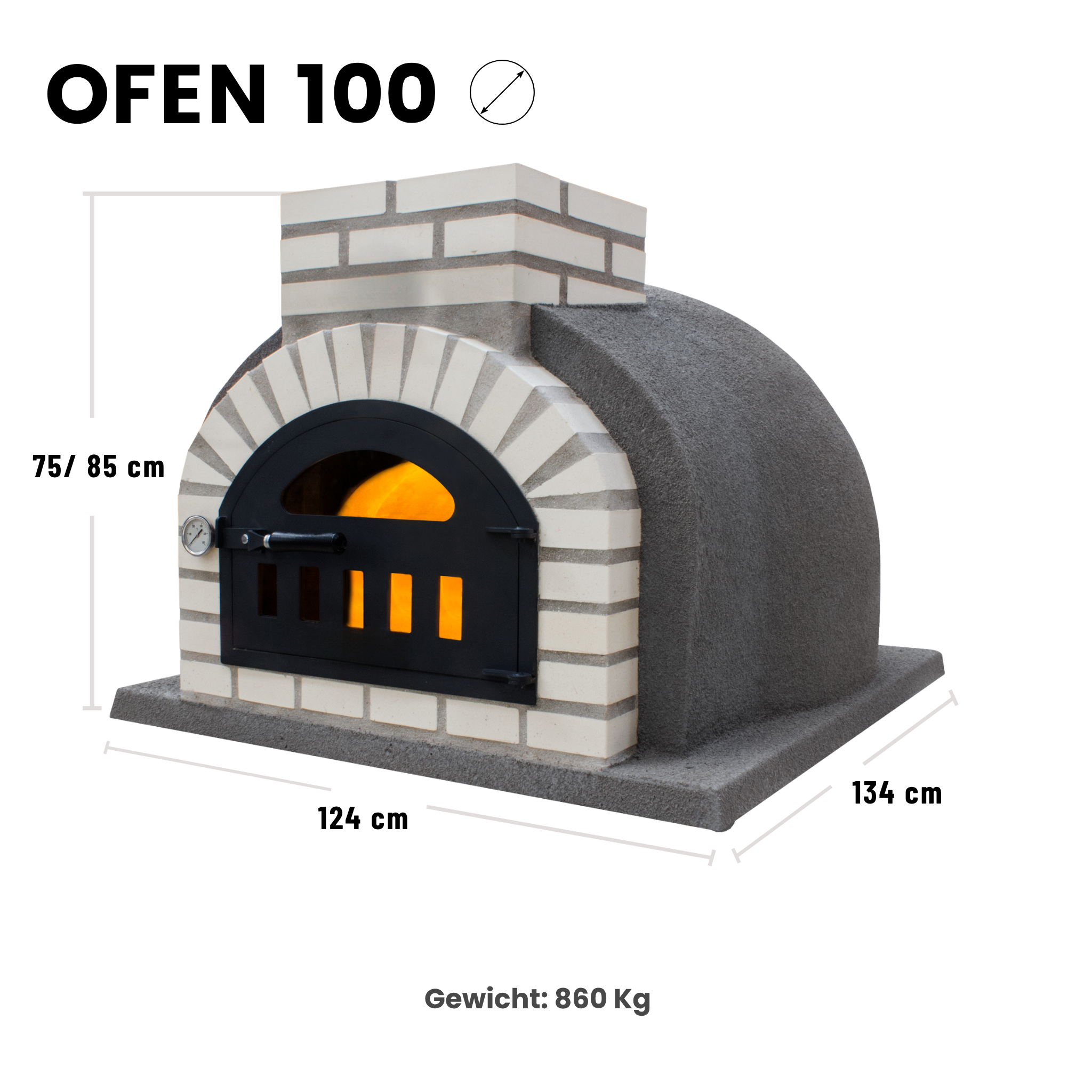 Holzbackofen mit Korkbeschichtung für Pizza und Brot