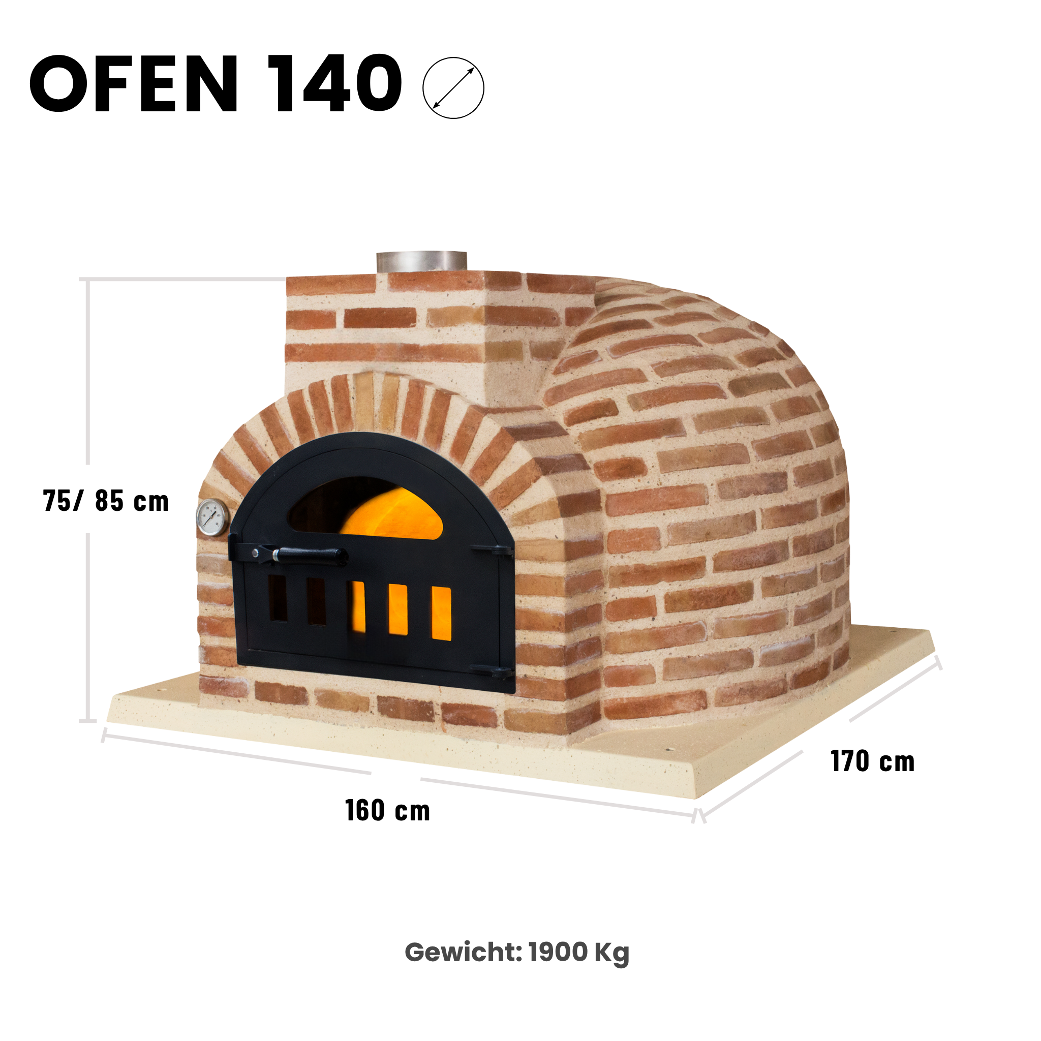 Holzbackofen aus Backstein für Pizza und Brot