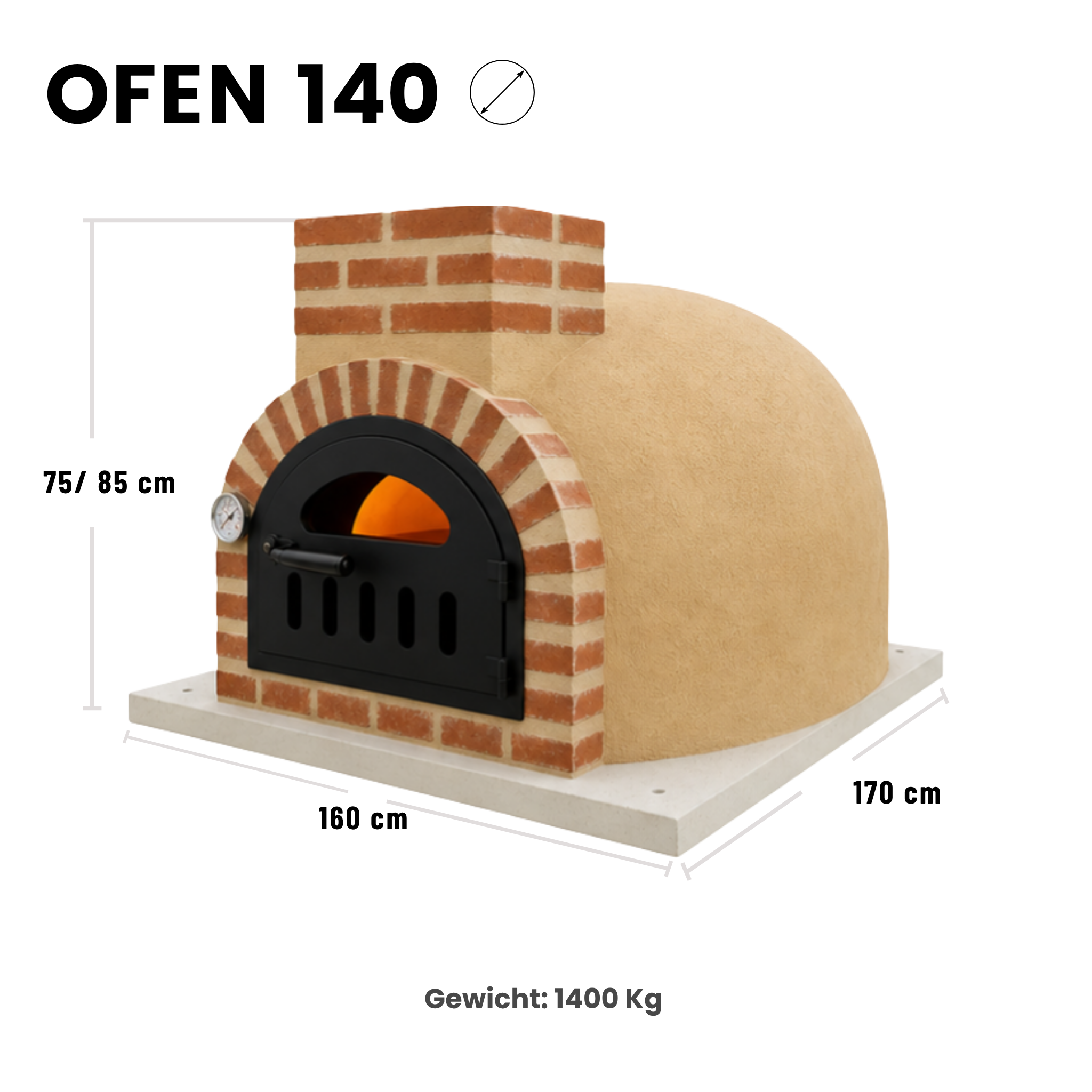 Holzbackofen mit Mineralputz für Pizza und Brot