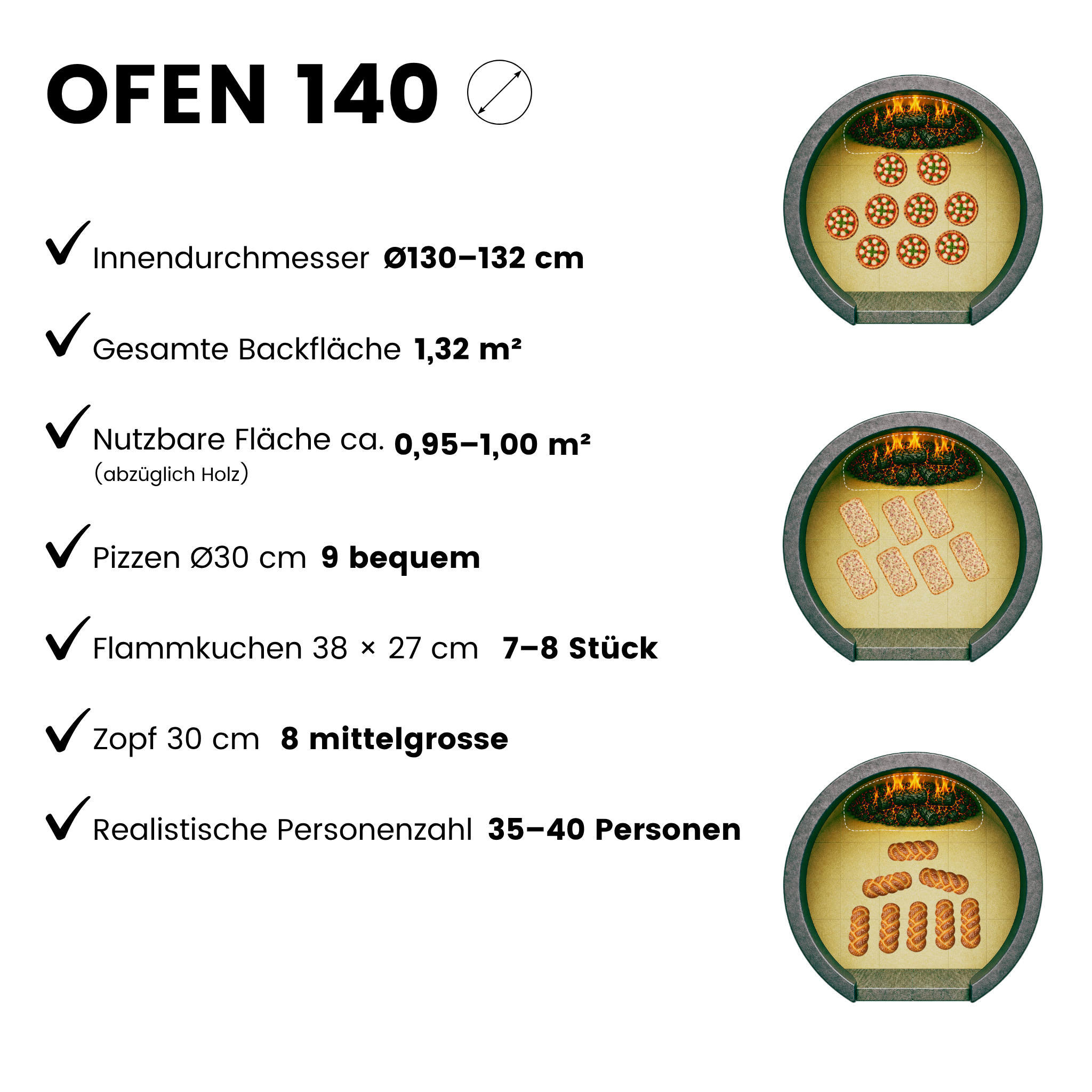 Holzbackofen mit Korkbeschichtung für Pizza und Brot