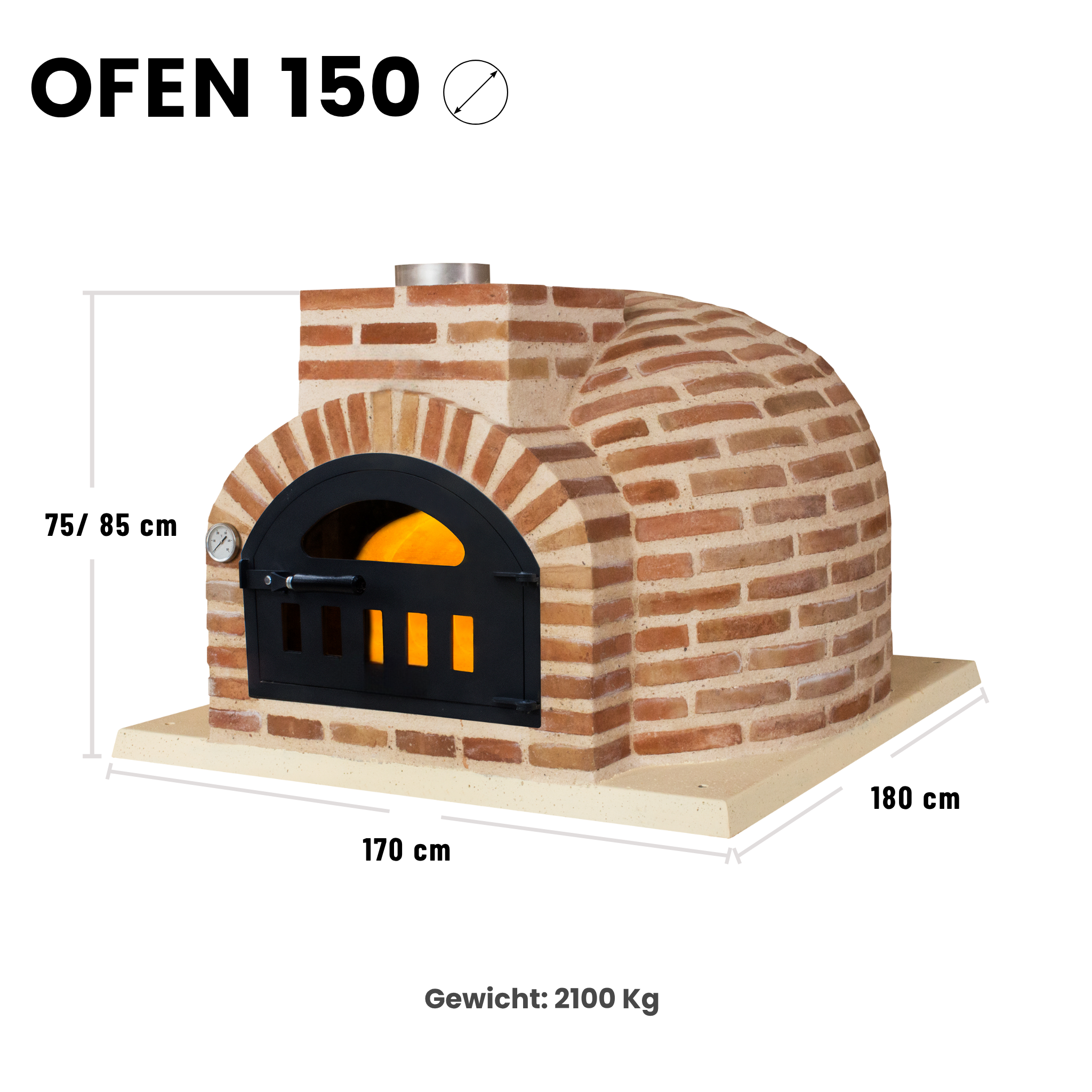 Holzbackofen aus Backstein für Pizza und Brot