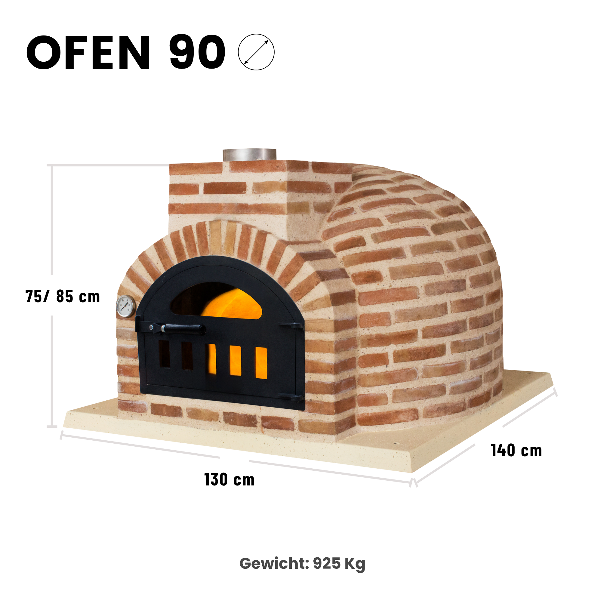 Holzbackofen aus Backstein für Pizza und Brot